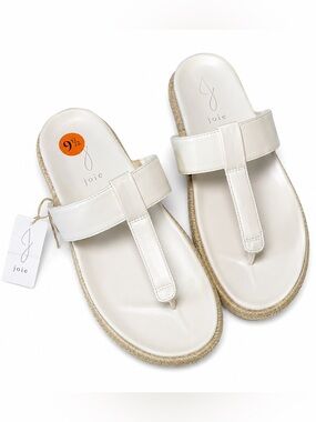 Joie Cream T-Strap Thong Sandals | Resort Slide Sandals | Women’s 9.5